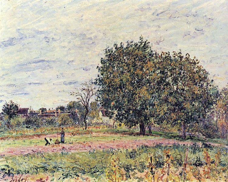 Alfred Sisley Nussbaume bei untergehender Sonne, Anfang Oktober